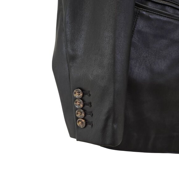 Ann Taylor Vegan Leather One Button Blazer Jacket Size 6 Petite - Picture 5 of 7